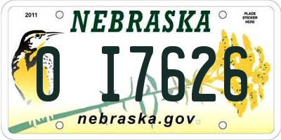 NE license plate 0I7626