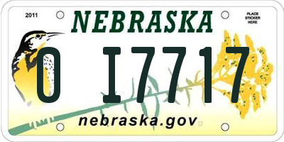 NE license plate 0I7717