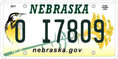 NE license plate 0I7809