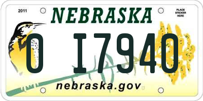 NE license plate 0I7940