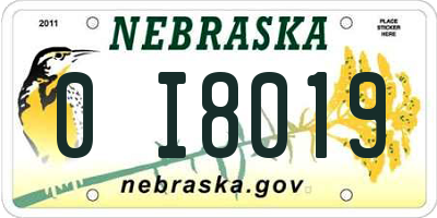 NE license plate 0I8019