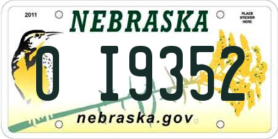 NE license plate 0I9352