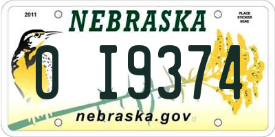NE license plate 0I9374