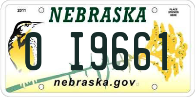 NE license plate 0I9661