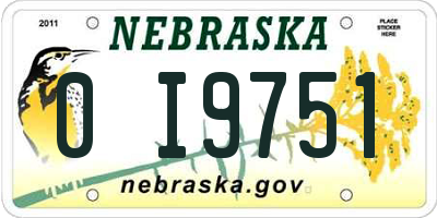 NE license plate 0I9751
