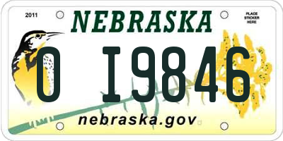 NE license plate 0I9846