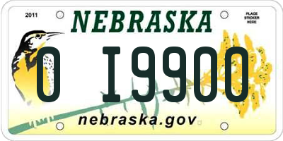 NE license plate 0I9900