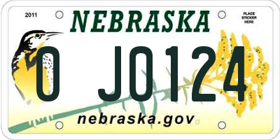 NE license plate 0J0124