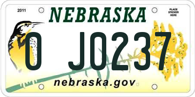 NE license plate 0J0237