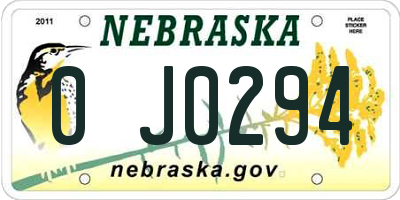 NE license plate 0J0294