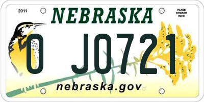 NE license plate 0J0721