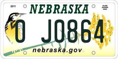 NE license plate 0J0864