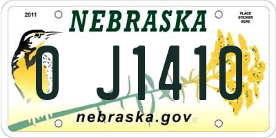 NE license plate 0J1410
