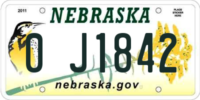 NE license plate 0J1842