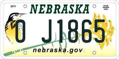 NE license plate 0J1865