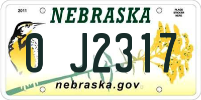 NE license plate 0J2317