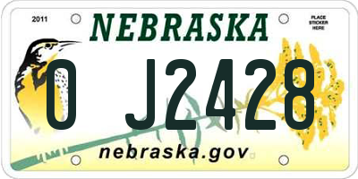 NE license plate 0J2428