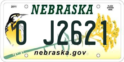 NE license plate 0J2621