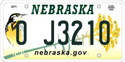 NE license plate 0J3210