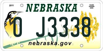 NE license plate 0J3338