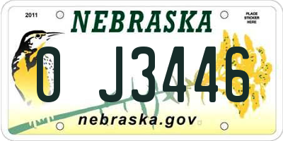 NE license plate 0J3446