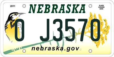 NE license plate 0J3570