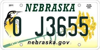 NE license plate 0J3655