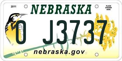 NE license plate 0J3737