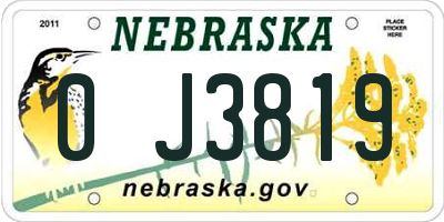 NE license plate 0J3819