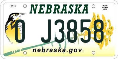NE license plate 0J3858