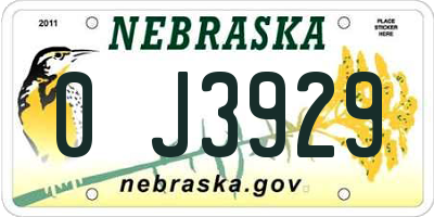 NE license plate 0J3929