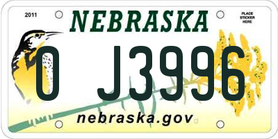 NE license plate 0J3996