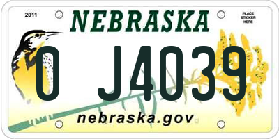 NE license plate 0J4039