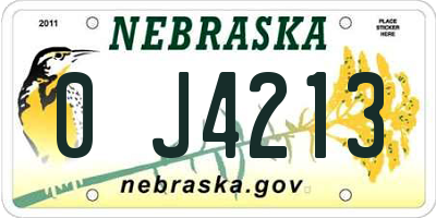 NE license plate 0J4213