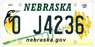 NE license plate 0J4236