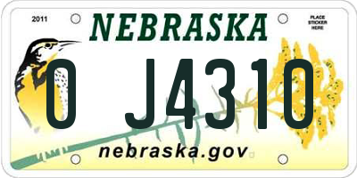 NE license plate 0J4310
