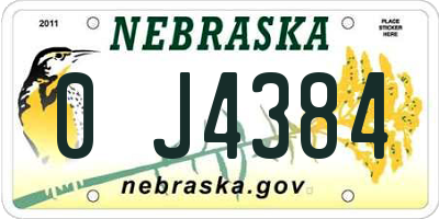 NE license plate 0J4384