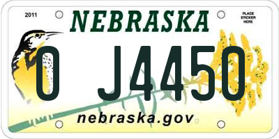NE license plate 0J4450