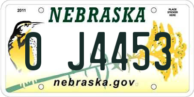 NE license plate 0J4453
