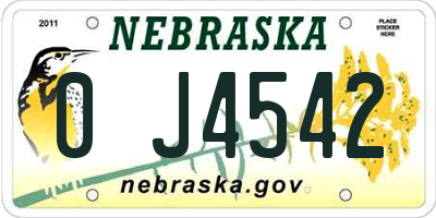 NE license plate 0J4542
