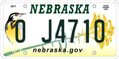 NE license plate 0J4710