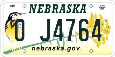 NE license plate 0J4764