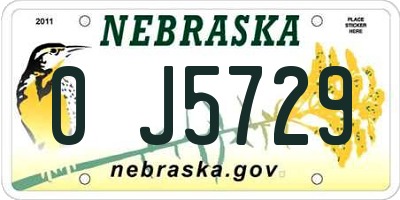 NE license plate 0J5729