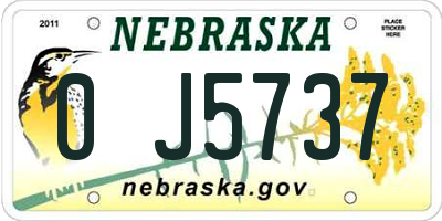 NE license plate 0J5737