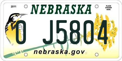 NE license plate 0J5804