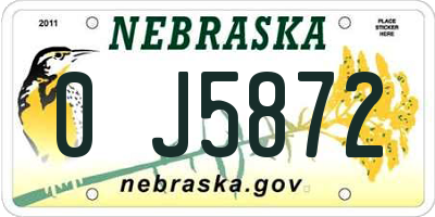 NE license plate 0J5872