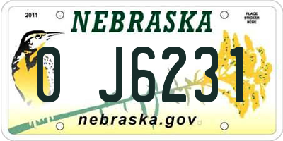NE license plate 0J6231