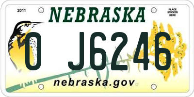 NE license plate 0J6246