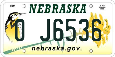 NE license plate 0J6536