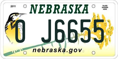 NE license plate 0J6655